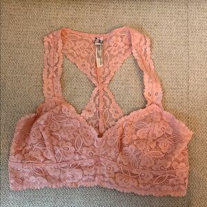 Free People Floral Lace Bralette in Peach